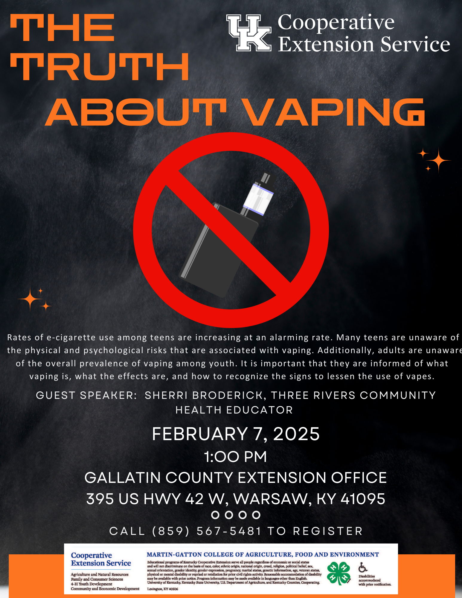 The Truth about Vaping Program Flyer 2.7.24