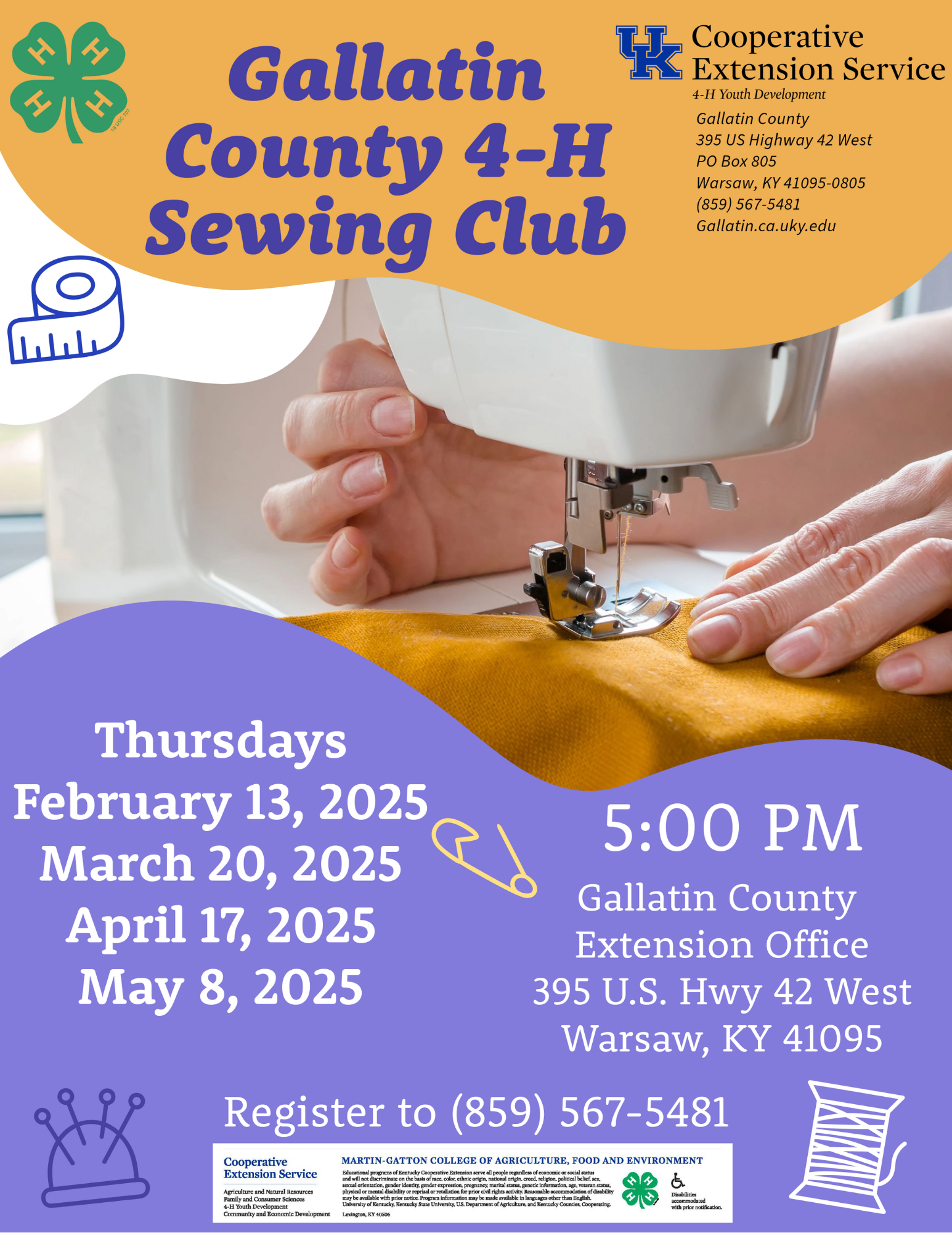 4-H Sewing Club Flyer 2025