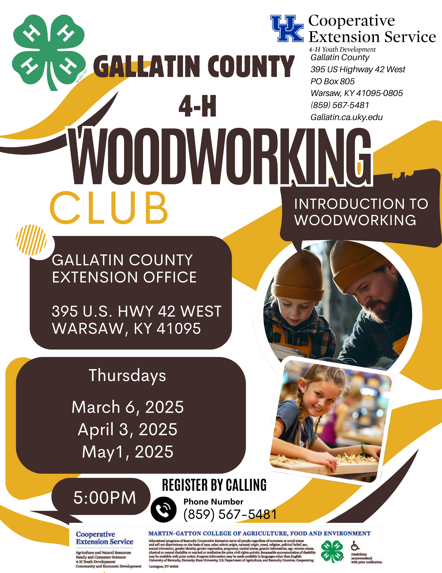 4-H Woodworking Club Flyer 2025