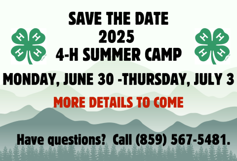 Gallatin County 2025 4-H Camp Save the Date