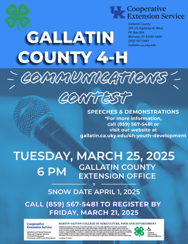 Gallatin County 4-H Communications Contest Flyer 2025