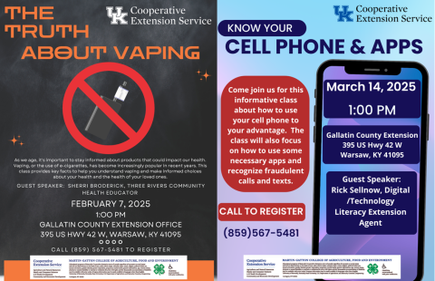 The Truth about Vaping and Know your Cell Phone Flyers